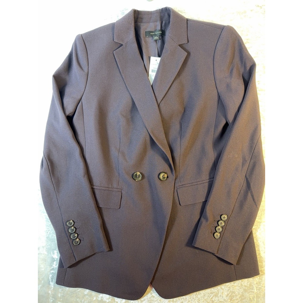 Ann Taylor Blazer Women's Size 6 Dark Plum Purple Double Breasted NWT